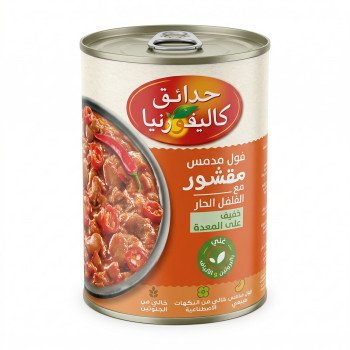 حدائق كاليفورنيا فول مدمس مقشور بالفلفل الحار 