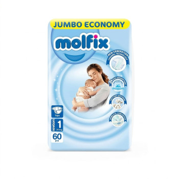 حفاضات مولفيكس مقاس 1 صغير 60 ح